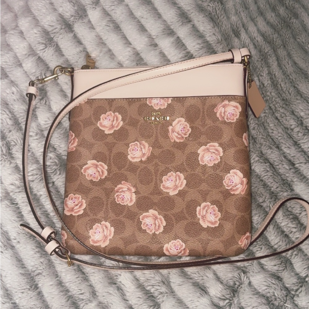❌SOLD❌Coach Floral Crossbody Bag - Brown and Pink